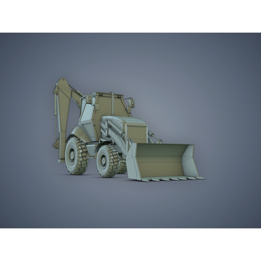 JCB Loader Backhoe 3D Model – Low Poly Game Asset, FBX - View 18