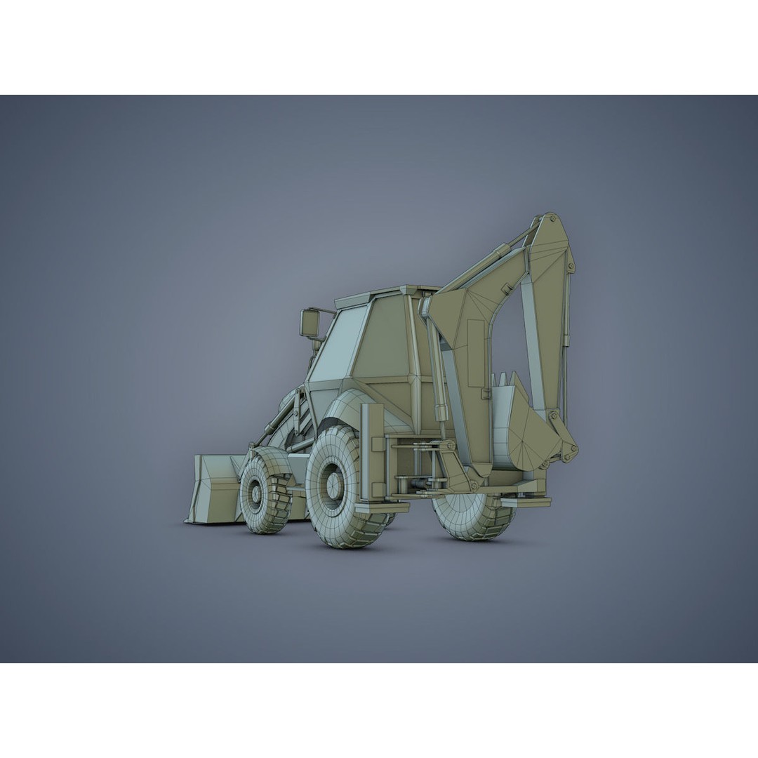 JCB Loader Backhoe 3D Model – Low Poly Game Asset, FBX - View 19