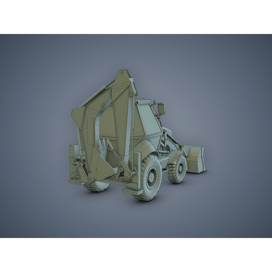JCB Loader Backhoe 3D Model – Low Poly Game Asset, FBX - View 20