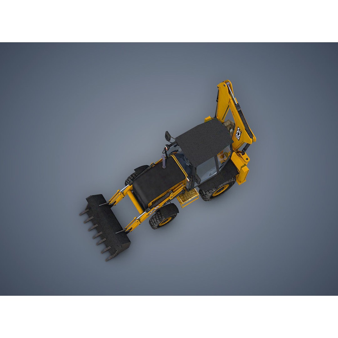 JCB Loader Backhoe 3D Model – Low Poly Game Asset, FBX - View 6