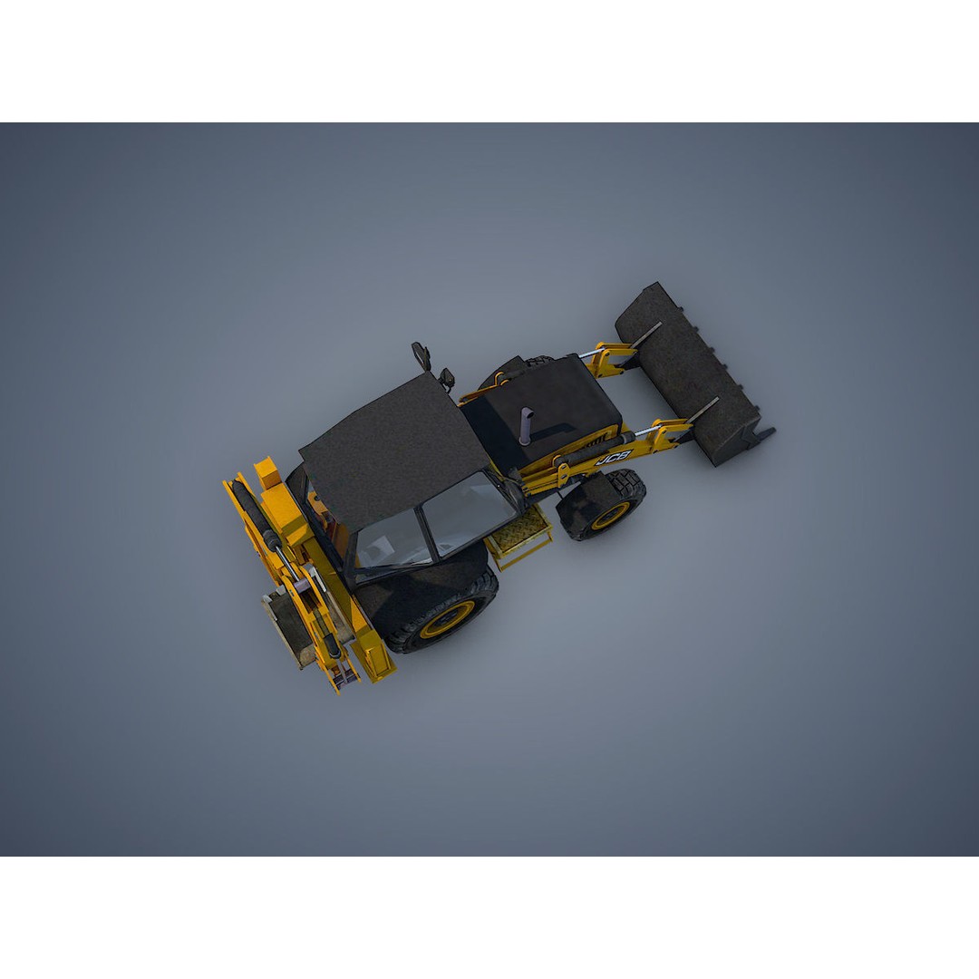 JCB Loader Backhoe 3D Model – Low Poly Game Asset, FBX - View 7