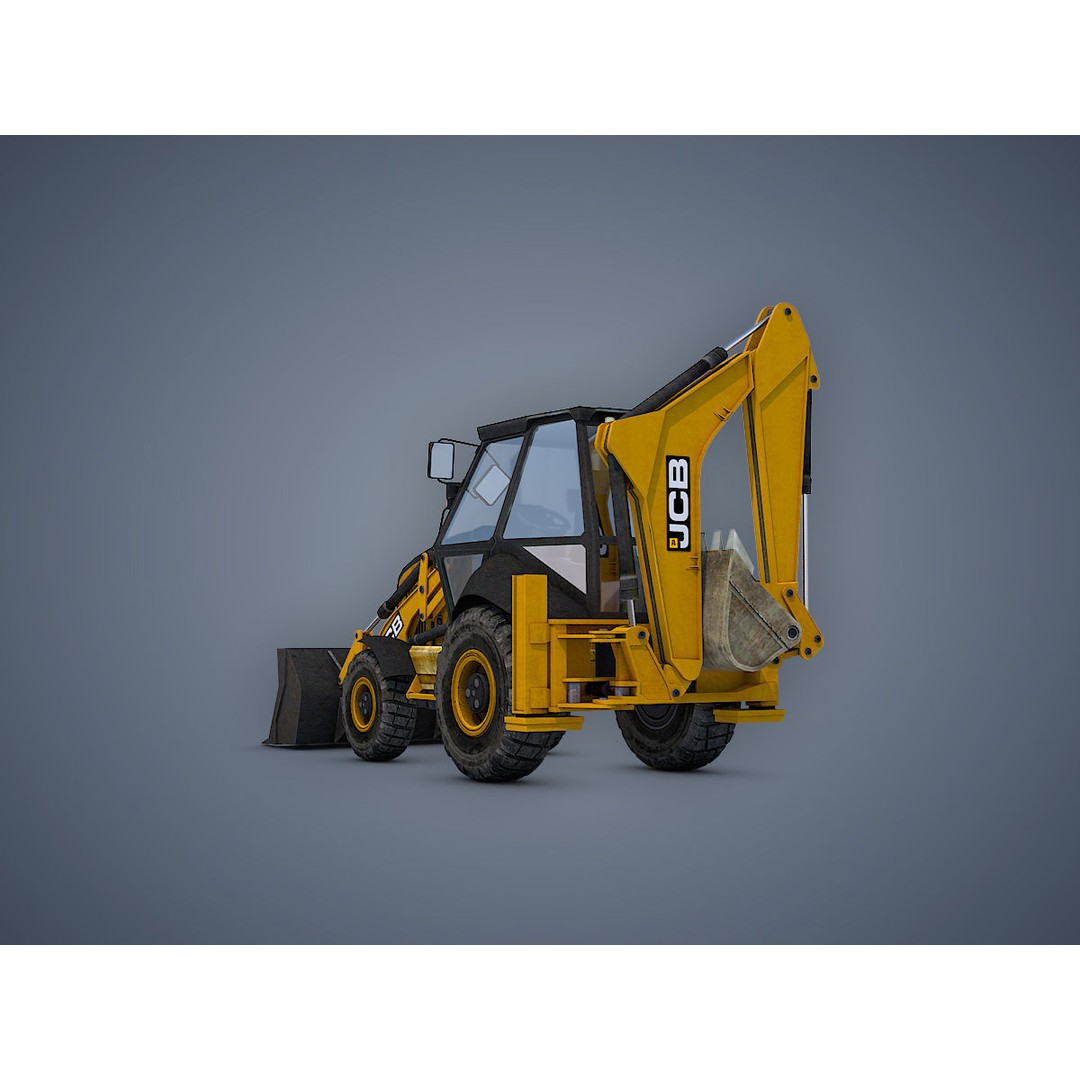 JCB Loader Backhoe 3D Model – Low Poly Game Asset, FBX - View 9