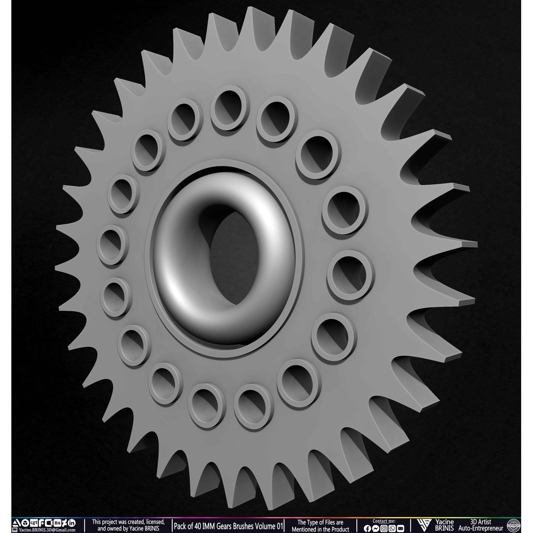 Pack of 40 IMM Gears 3D Model – Low Poly Kitbash Components, Multiple Formats