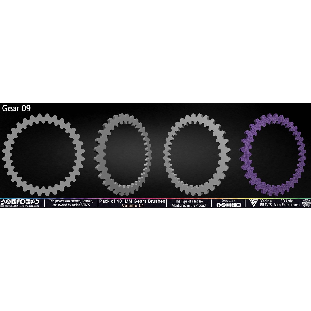 Pack of 40 IMM Gears 3D Model – Low Poly Kitbash Components, Multiple Formats - View 12