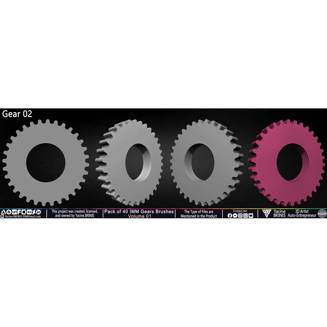 Pack of 40 IMM Gears 3D Model – Low Poly Kitbash Components, Multiple Formats - View 17