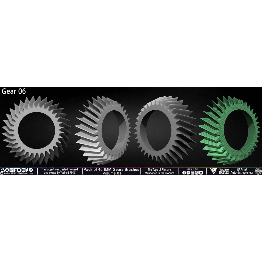 Pack of 40 IMM Gears 3D Model – Low Poly Kitbash Components, Multiple Formats - View 18