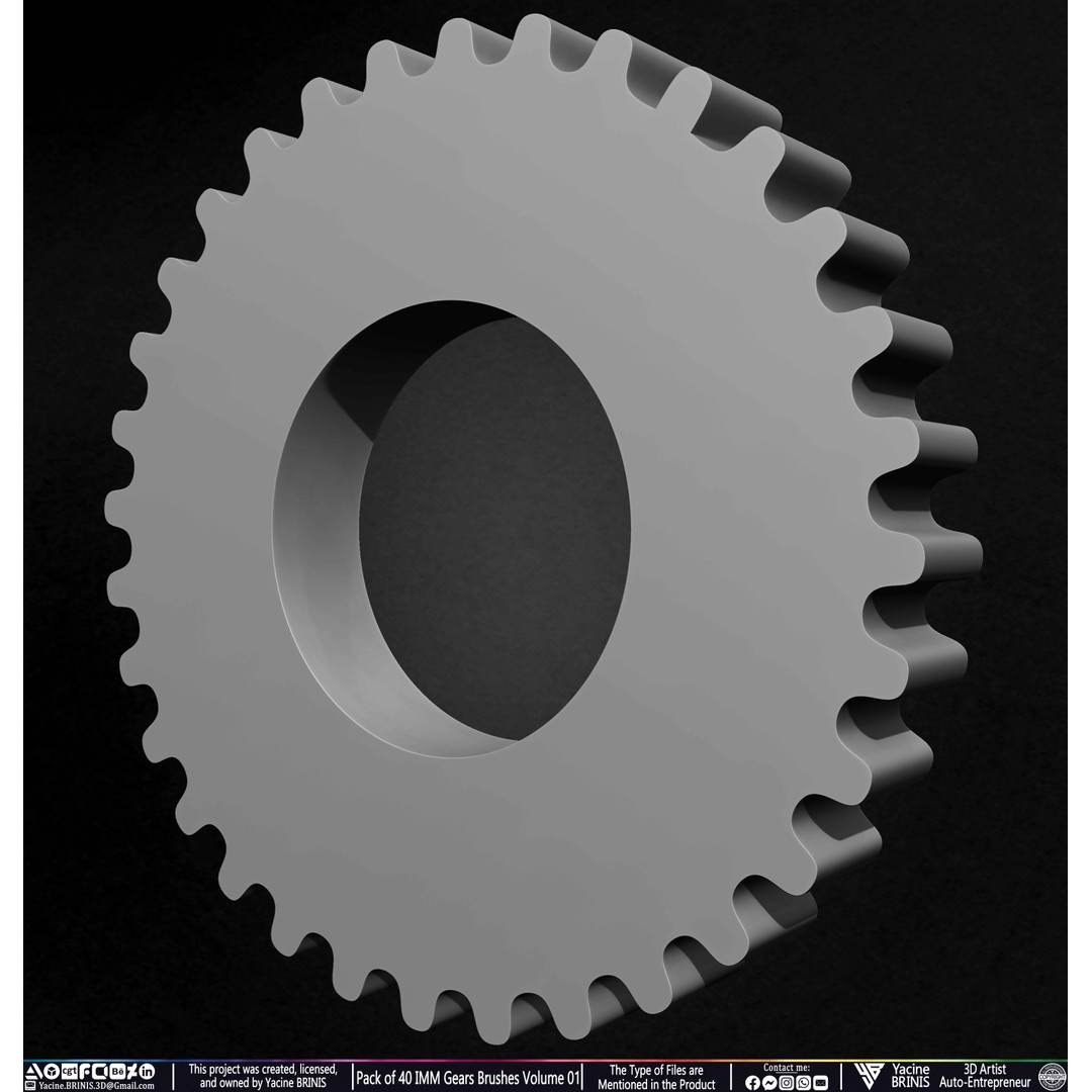 Pack of 40 IMM Gears 3D Model – Low Poly Kitbash Components, Multiple Formats - View 22