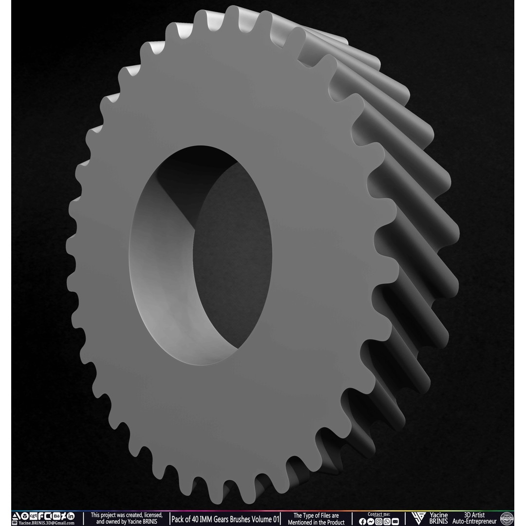 Pack of 40 IMM Gears 3D Model – Low Poly Kitbash Components, Multiple Formats - View 25