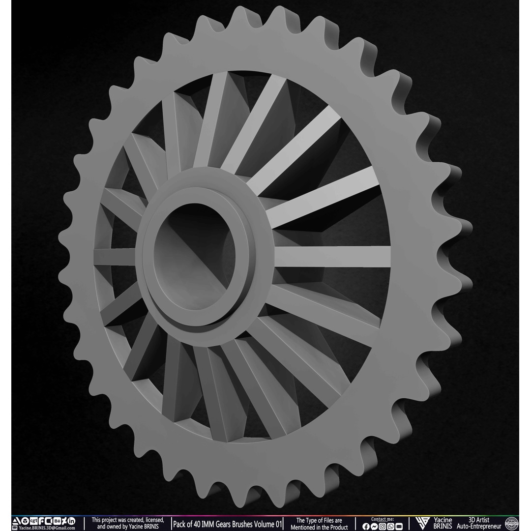 Pack of 40 IMM Gears 3D Model – Low Poly Kitbash Components, Multiple Formats - View 28