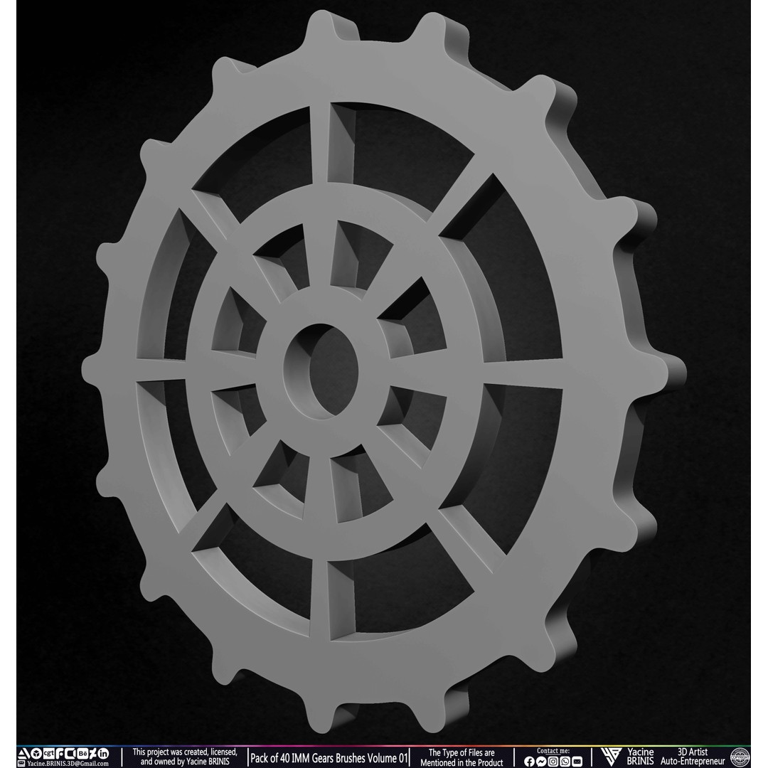 Pack of 40 IMM Gears 3D Model – Low Poly Kitbash Components, Multiple Formats - View 32