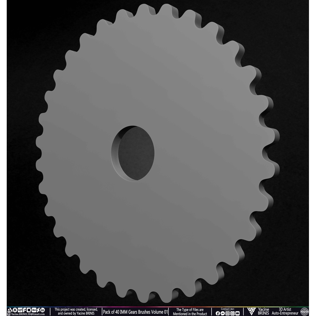 Pack of 40 IMM Gears 3D Model – Low Poly Kitbash Components, Multiple Formats - View 36