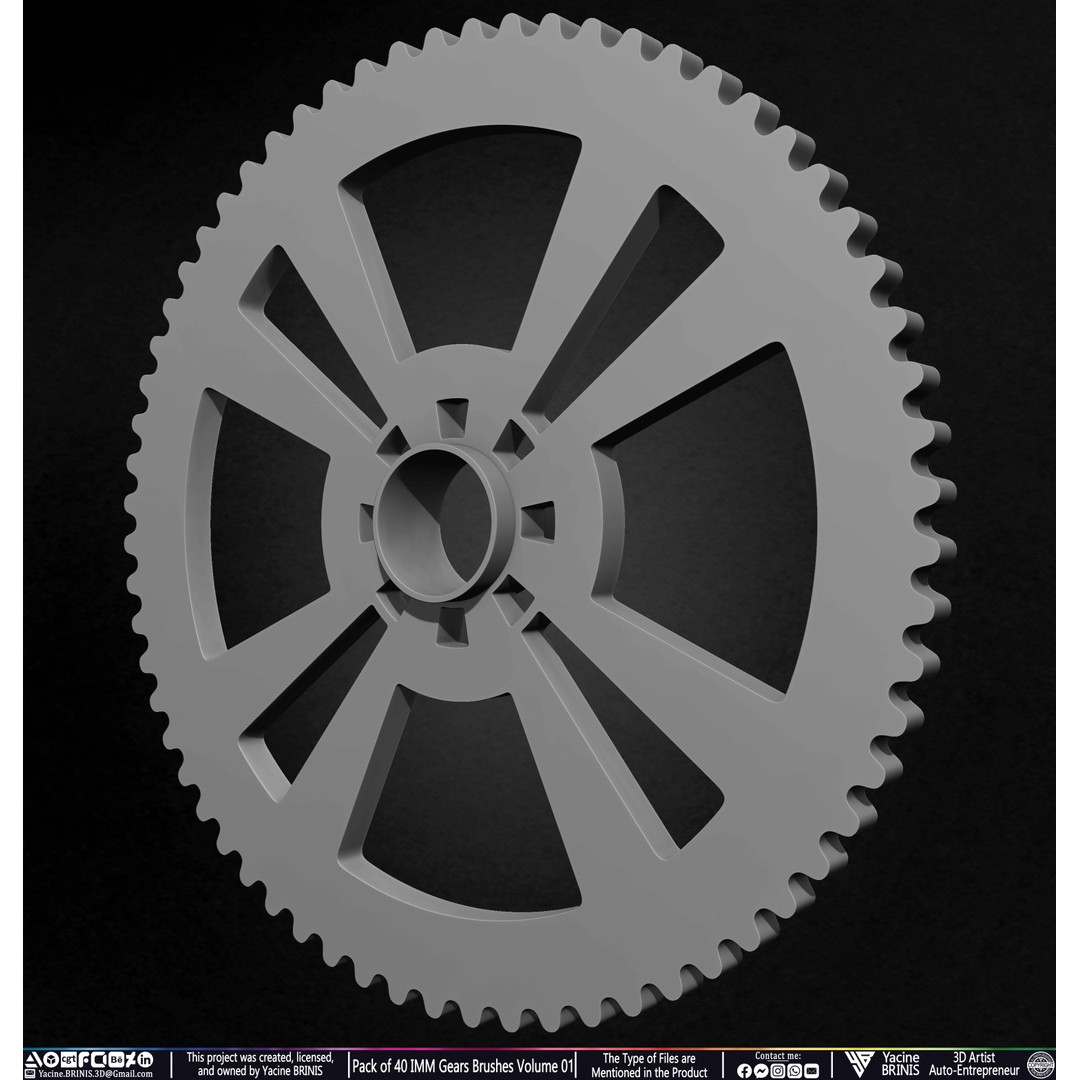 Pack of 40 IMM Gears 3D Model – Low Poly Kitbash Components, Multiple Formats - View 37