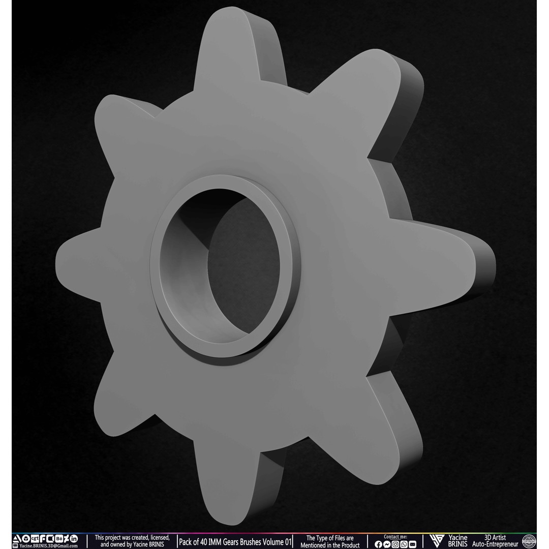 Pack of 40 IMM Gears 3D Model – Low Poly Kitbash Components, Multiple Formats - View 38