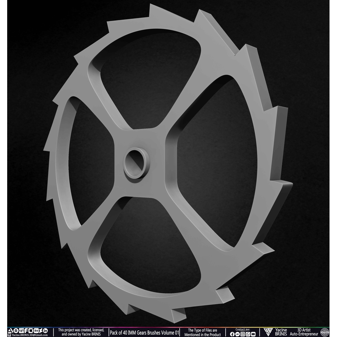 Pack of 40 IMM Gears 3D Model – Low Poly Kitbash Components, Multiple Formats - View 42