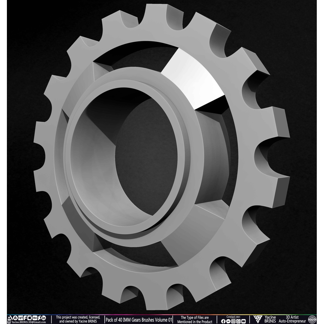 Pack of 40 IMM Gears 3D Model – Low Poly Kitbash Components, Multiple Formats - View 45