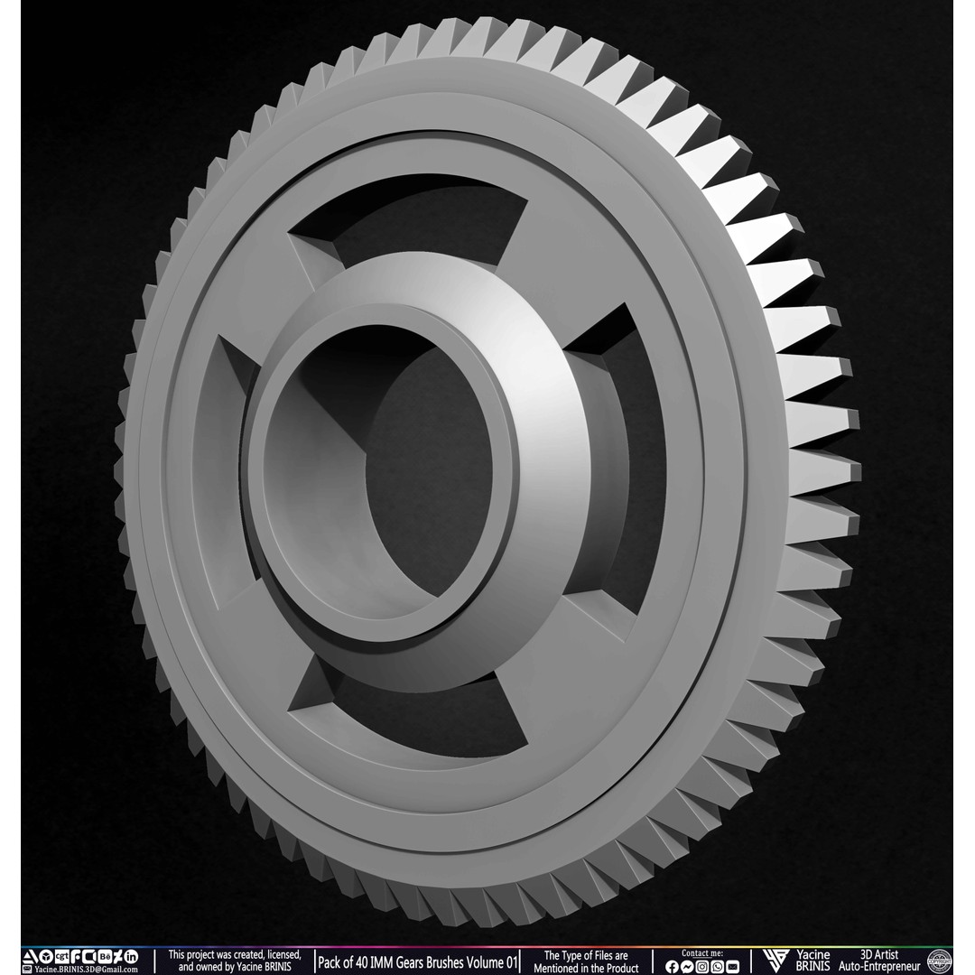 Pack of 40 IMM Gears 3D Model – Low Poly Kitbash Components, Multiple Formats - View 47