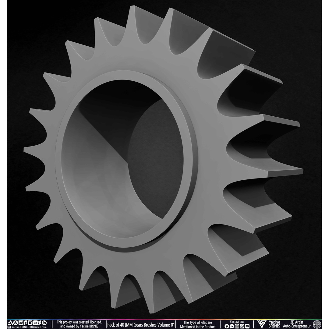 Pack of 40 IMM Gears 3D Model – Low Poly Kitbash Components, Multiple Formats - View 49