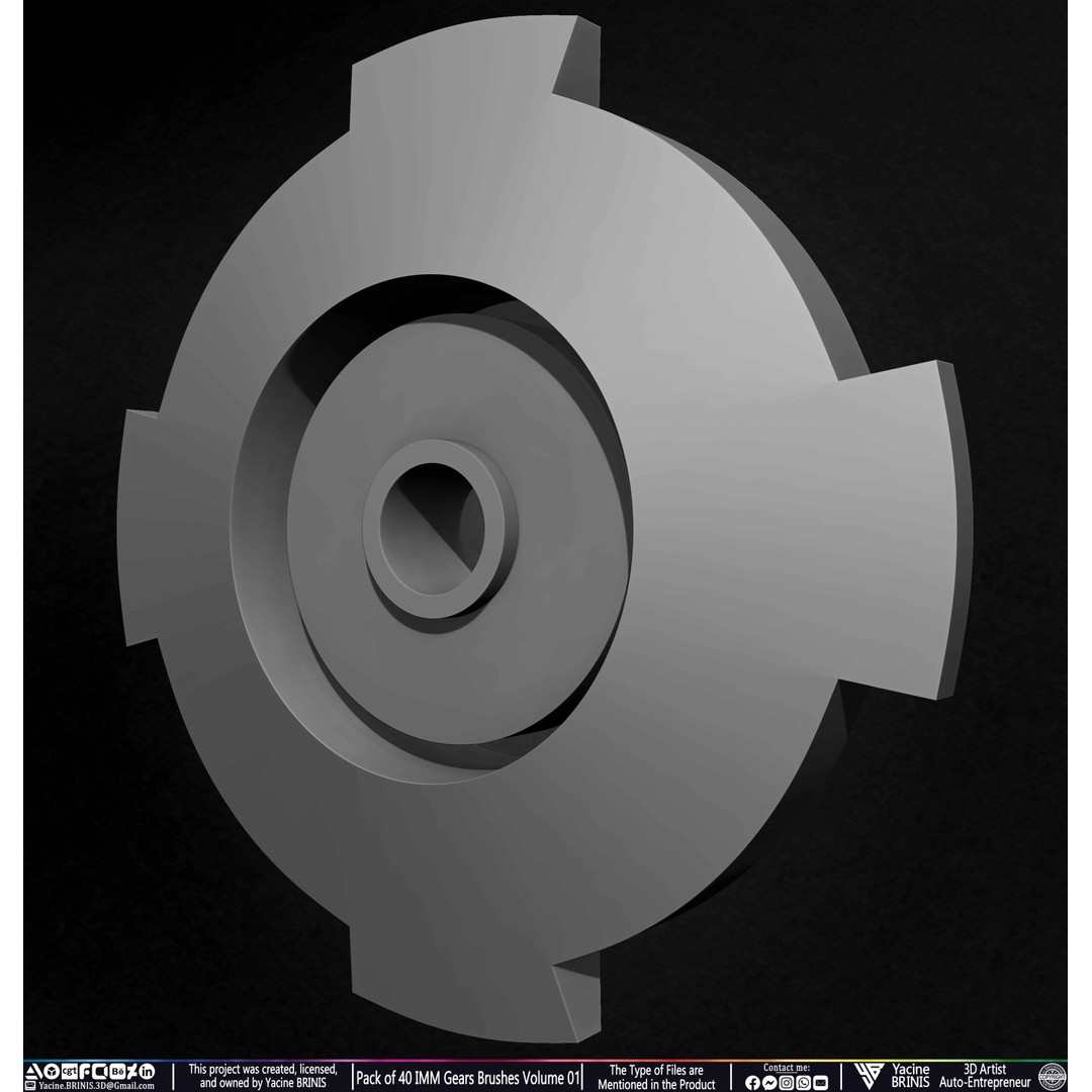 Pack of 40 IMM Gears 3D Model – Low Poly Kitbash Components, Multiple Formats - View 50