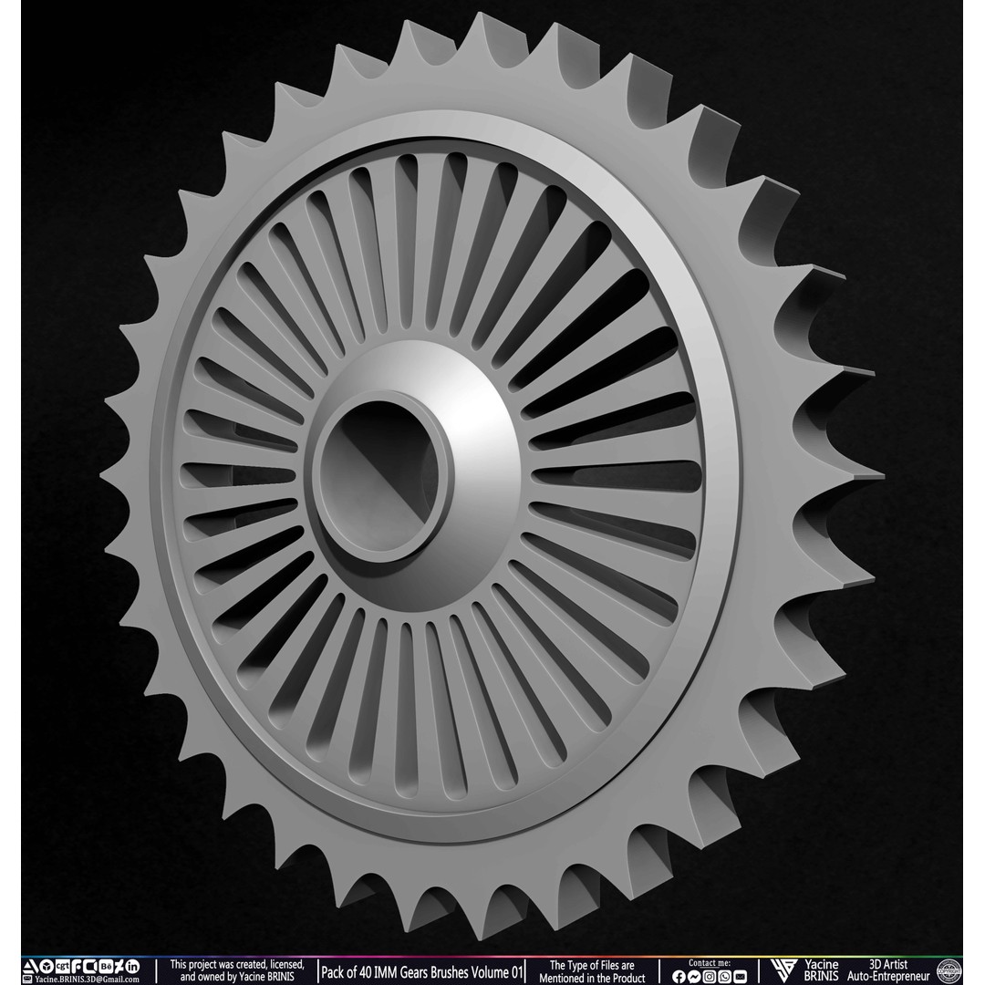 Pack of 40 IMM Gears 3D Model – Low Poly Kitbash Components, Multiple Formats - View 51