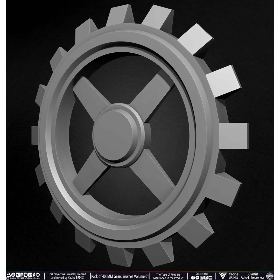 Pack of 40 IMM Gears 3D Model – Low Poly Kitbash Components, Multiple Formats - View 54