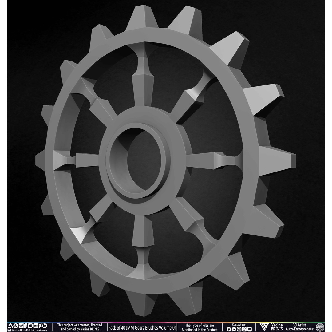 Pack of 40 IMM Gears 3D Model – Low Poly Kitbash Components, Multiple Formats - View 55