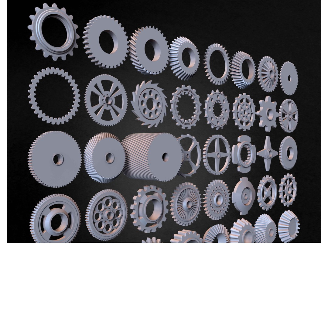 Pack of 40 IMM Gears 3D Model – Low Poly Kitbash Components, Multiple Formats - View 9