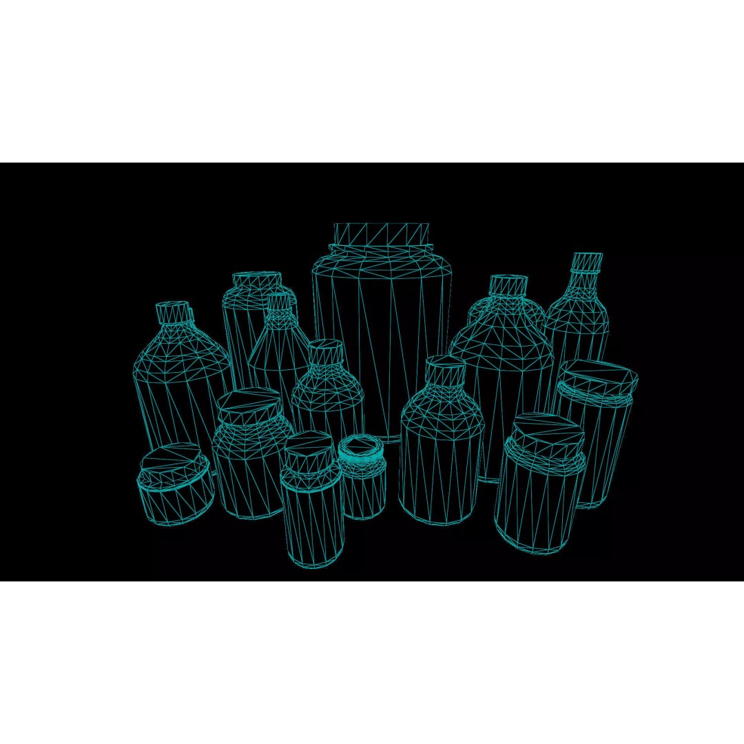 Chemical Bottles 3D Model – Low Poly Game-Ready Asset, FBX & OBJ