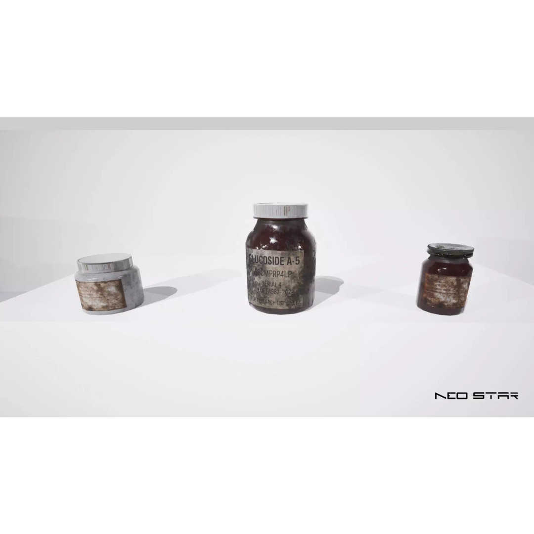 Chemical Bottles 3D Model – Low Poly Game-Ready Asset, FBX & OBJ - View 8