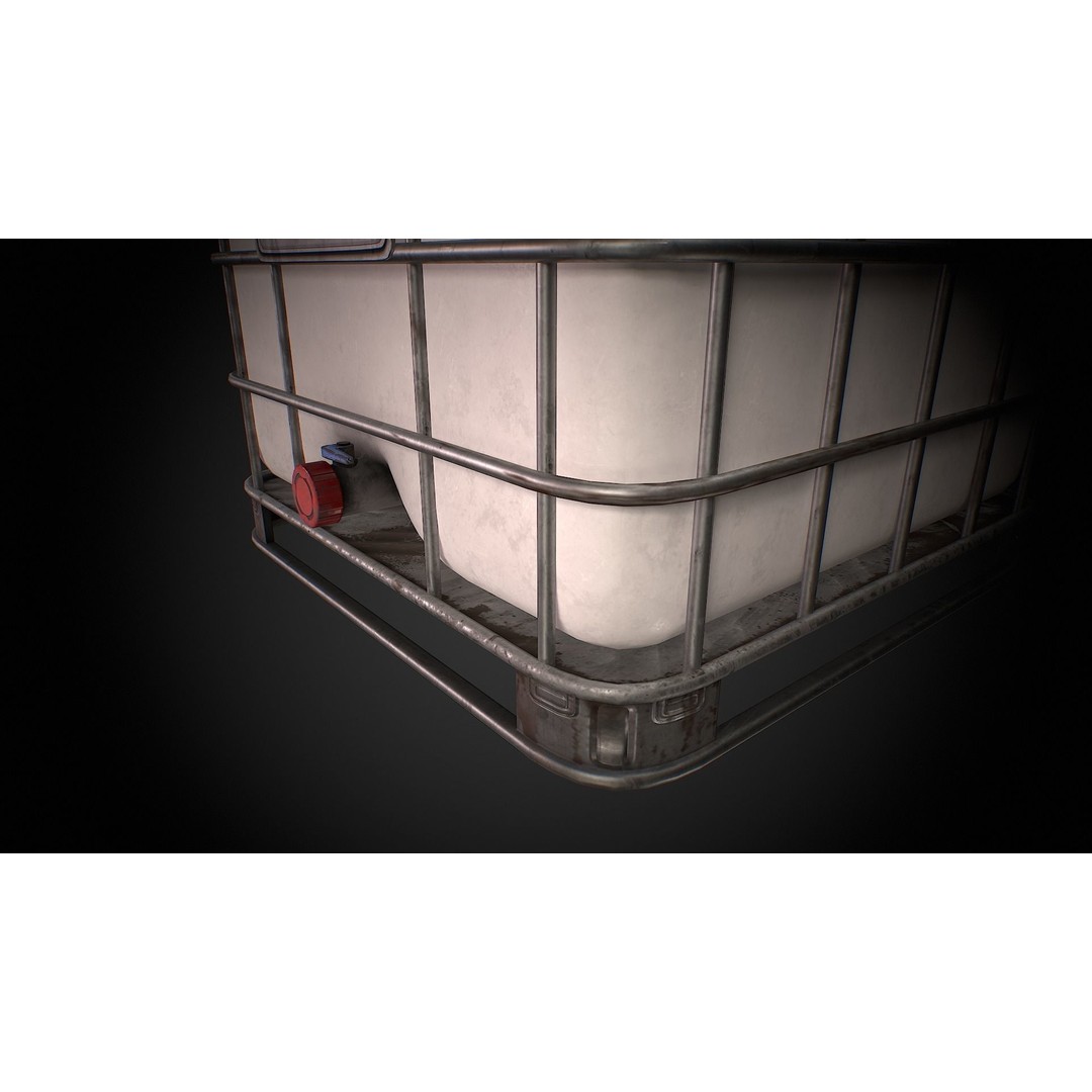 Caged IBC Tote 3D Model – Low Poly Game Ready Asset, FBX, OBJ - View 10