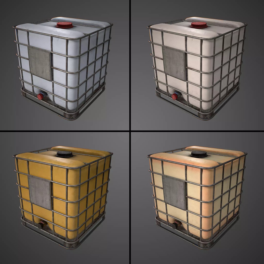 Caged IBC Tote 3D Model – Low Poly Game Ready Asset, FBX, OBJ - View 2