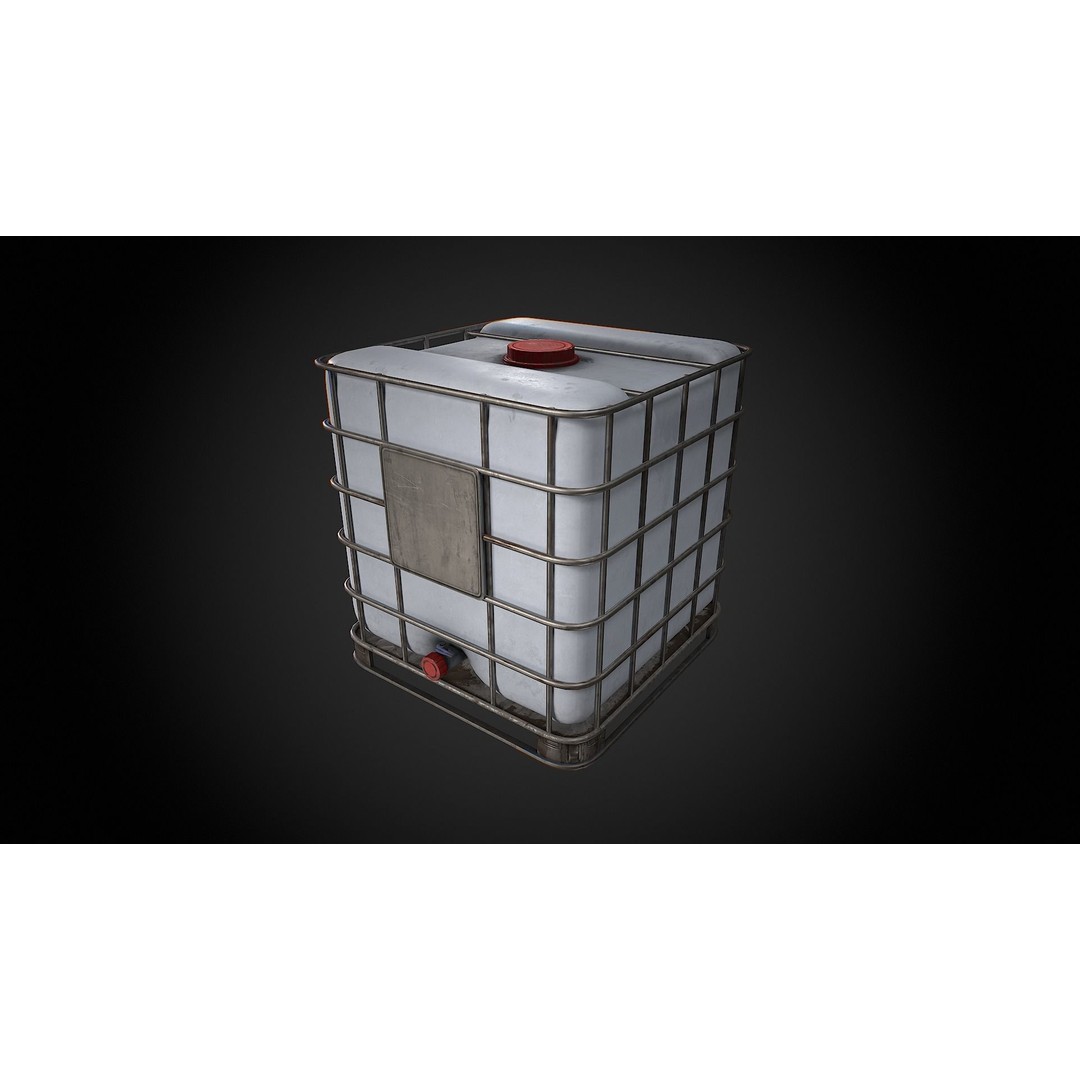 Caged IBC Tote 3D Model – Low Poly Game Ready Asset, FBX, OBJ - View 3