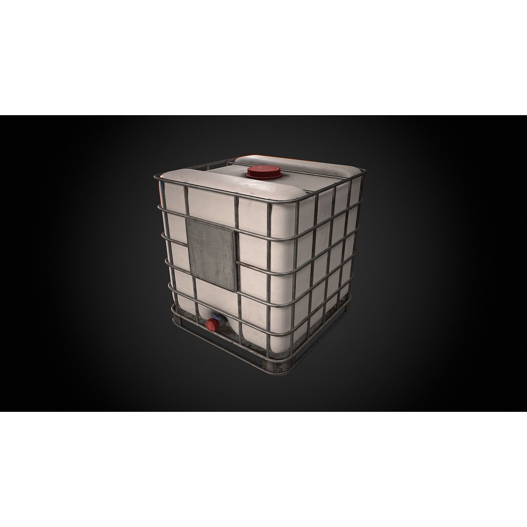 Caged IBC Tote 3D Model – Low Poly Game Ready Asset, FBX, OBJ - View 4