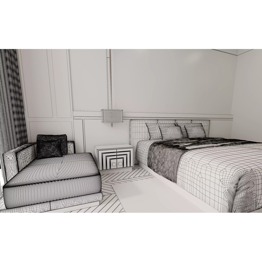Luxury Hotel Suite 3D Model – Photorealistic Interior, V-Ray Ready