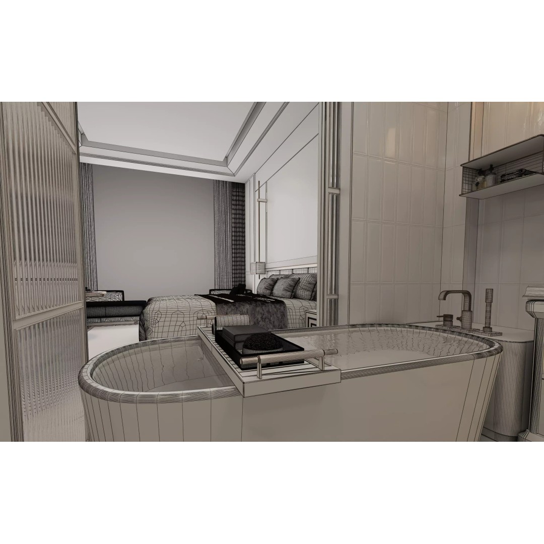 Luxury Hotel Suite 3D Model – Photorealistic Interior, V-Ray Ready - View 11