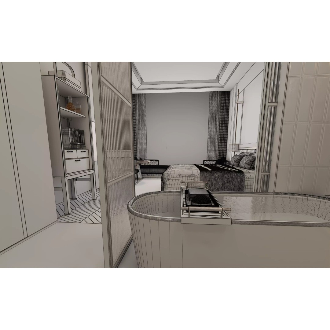 Luxury Hotel Suite 3D Model – Photorealistic Interior, V-Ray Ready - View 12