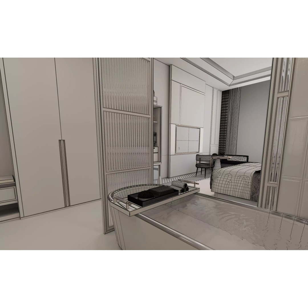 Luxury Hotel Suite 3D Model – Photorealistic Interior, V-Ray Ready - View 14