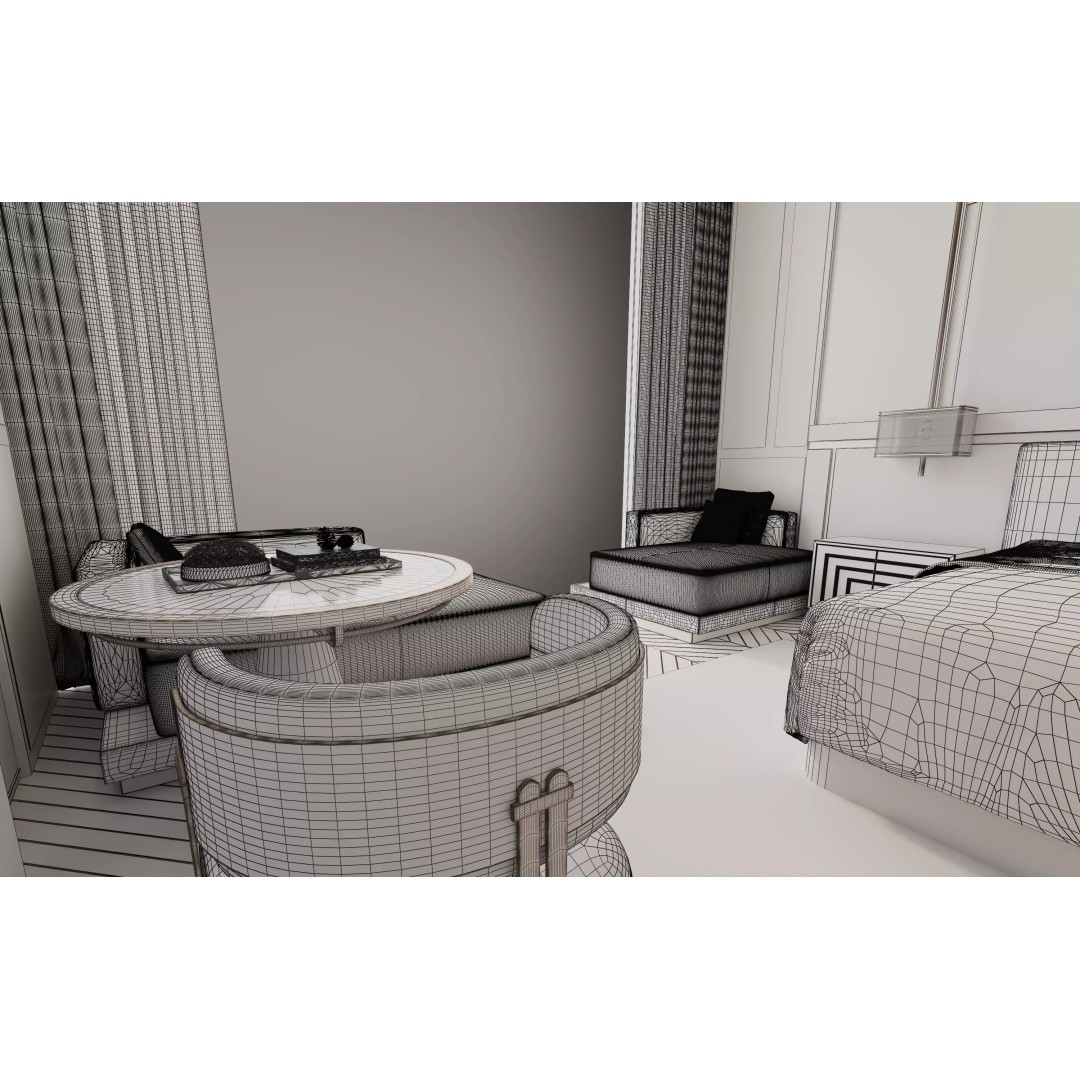Luxury Hotel Suite 3D Model – Photorealistic Interior, V-Ray Ready - View 17