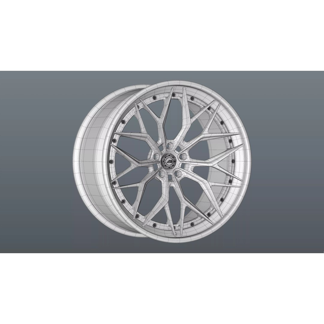 AL13 Carbon Series CF-R80 Duoblock Wheel 3D Model – Low Poly PBR Asset, FBX/OBJ - View 27