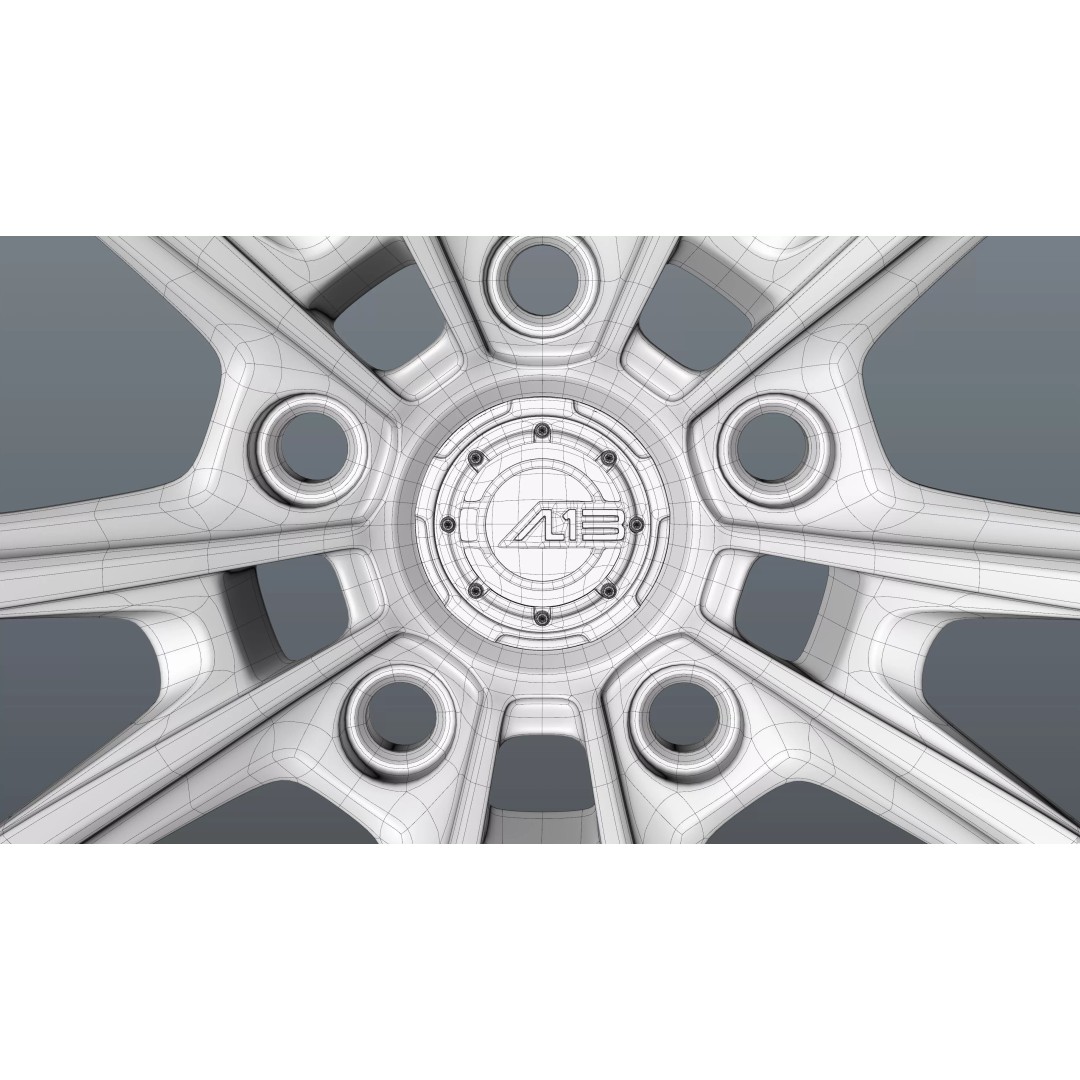 AL13 Carbon Series CF-R80 Duoblock Wheel 3D Model – Low Poly PBR Asset, FBX/OBJ - View 34