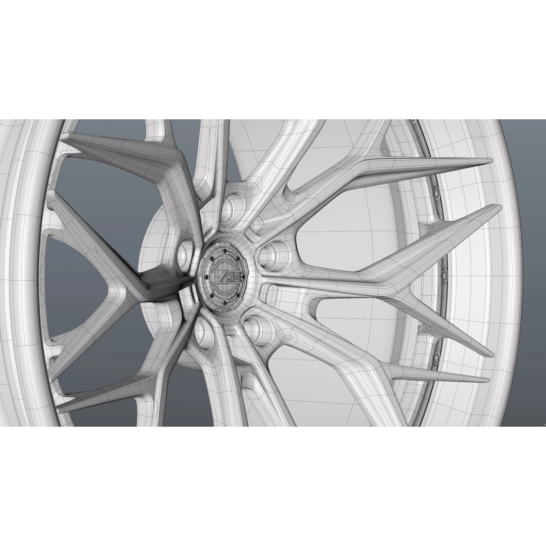 AL13 Carbon Series CF-R80 Duoblock Wheel 3D Model – Low Poly PBR Asset, FBX/OBJ - View 36