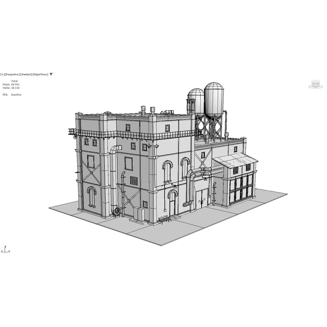 Old Industrial Building 3D Model – Low Poly Game-Ready Asset, FBX