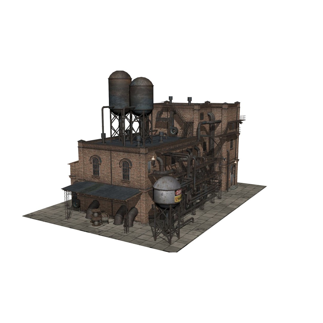Old Industrial Building 3D Model – Low Poly Game-Ready Asset, FBX - View 10