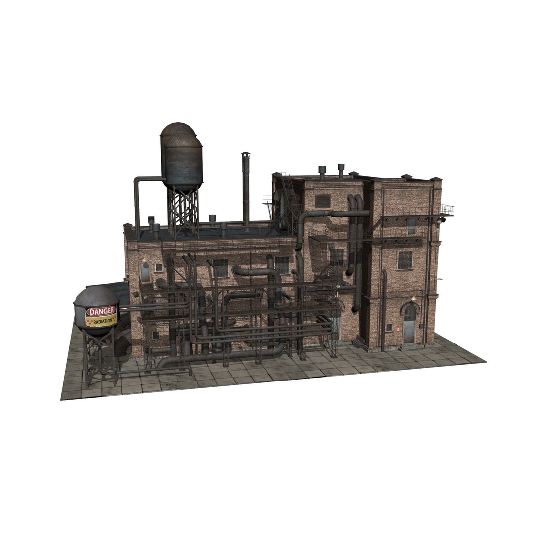 Old Industrial Building 3D Model – Low Poly Game-Ready Asset, FBX - View 11