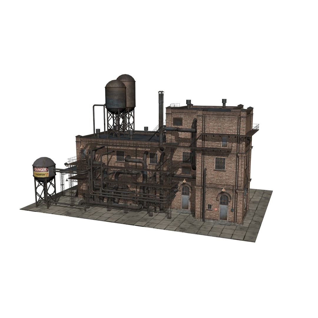 Old Industrial Building 3D Model – Low Poly Game-Ready Asset, FBX - View 12