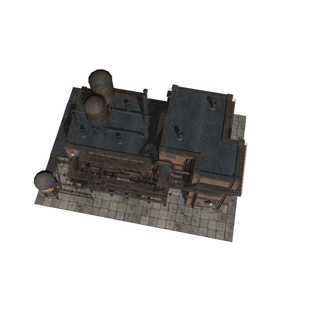 Old Industrial Building 3D Model – Low Poly Game-Ready Asset, FBX - View 13