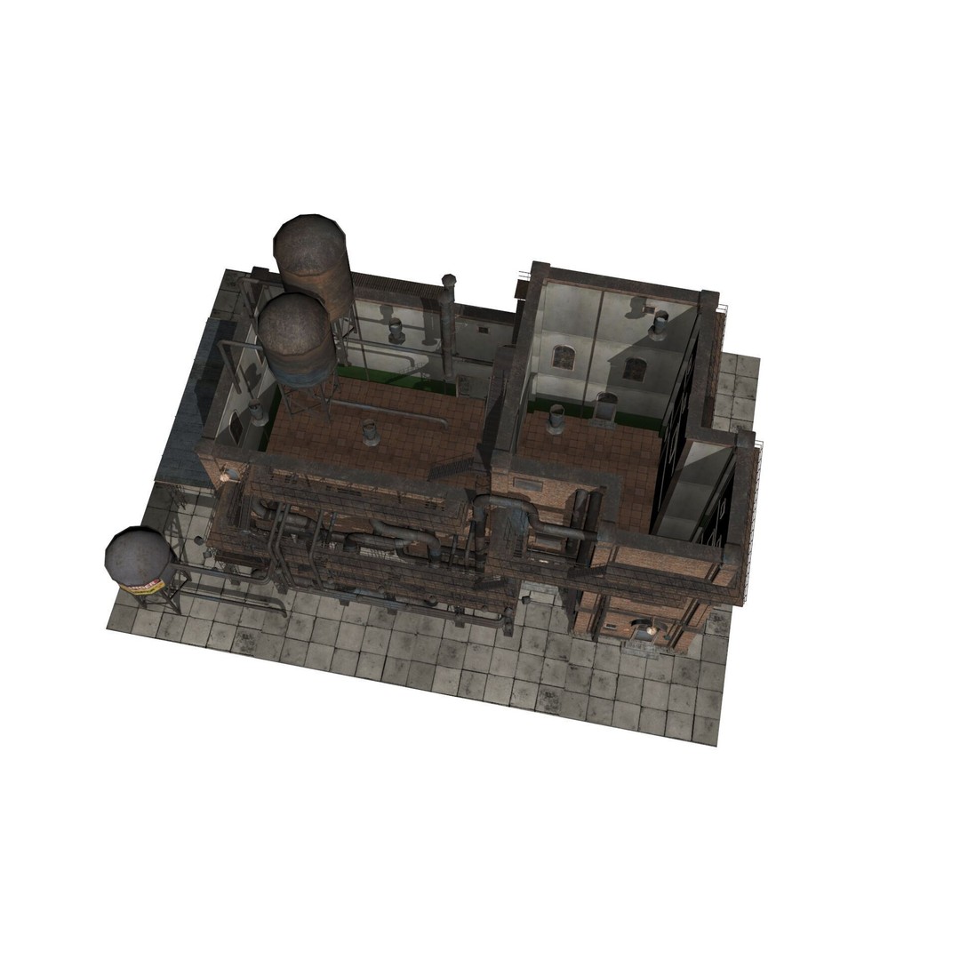 Old Industrial Building 3D Model – Low Poly Game-Ready Asset, FBX - View 14