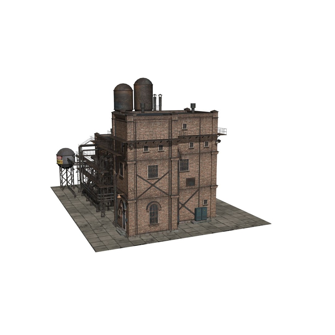 Old Industrial Building 3D Model – Low Poly Game-Ready Asset, FBX - View 4