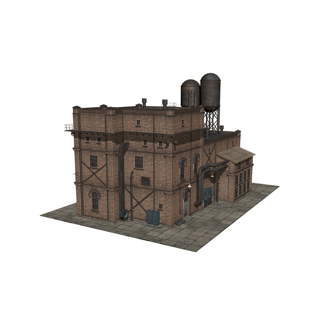 Old Industrial Building 3D Model – Low Poly Game-Ready Asset, FBX - View 5