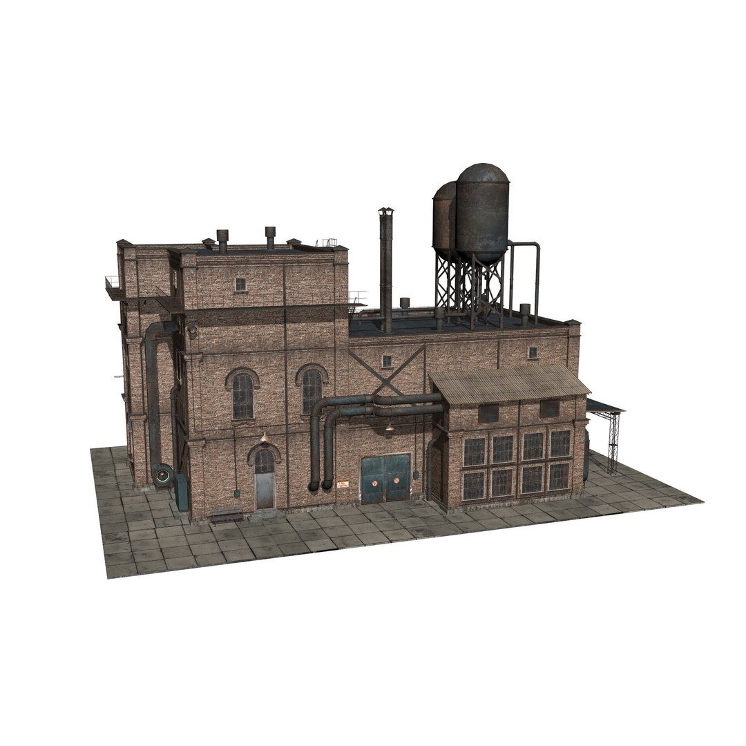 Old Industrial Building 3D Model – Low Poly Game-Ready Asset, FBX - View 6