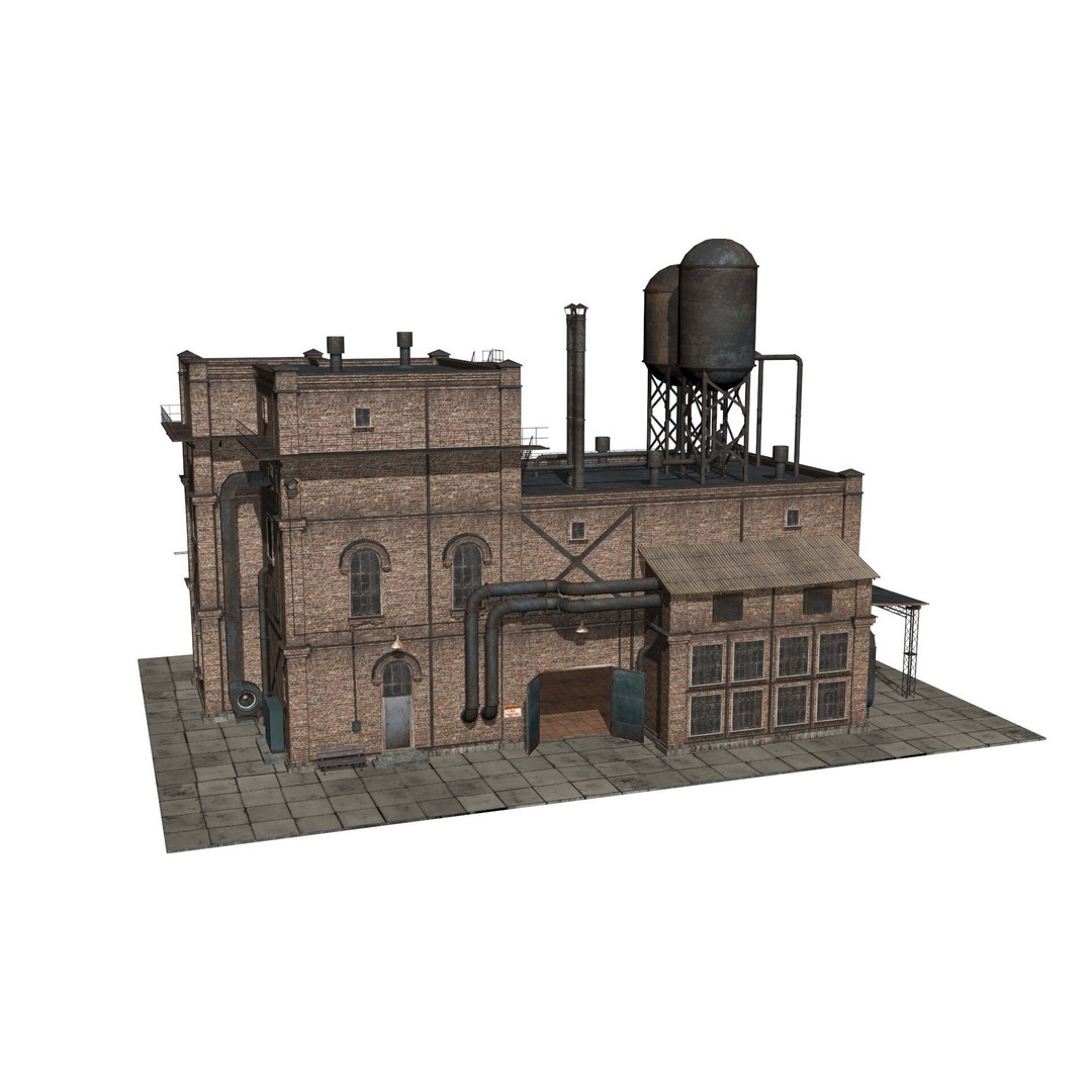 Old Industrial Building 3D Model – Low Poly Game-Ready Asset, FBX - View 7